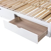 White Twin Wooden Daybed with Trundle Bed and Two Storage Drawers , Extendable Bed Daybed,Sofa Bed for Bedroom Living Room