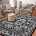 thumbnail image 2 of 9x12 Ft Modern Geometric Trellis Area Rug, Large Boho Washable, Vintage Medallion Distressed Non-Slip Carpet for Living Room, Bedroom (Black), 2 of 9