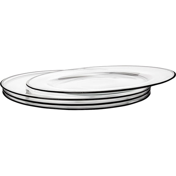 Vikko 13” Clear Charger Plates with Black Rim Glassware Dinner Plates, Set of 4