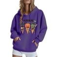 thumbnail image 2 of BiZtdJrK Halloween Hoodies for Women Pumpkin Graphic Long Sleeve Hoodie Pullover Fashion Cute Sweatshirt Teen Girl Clothes with Pocket Purple XL, 2 of 6