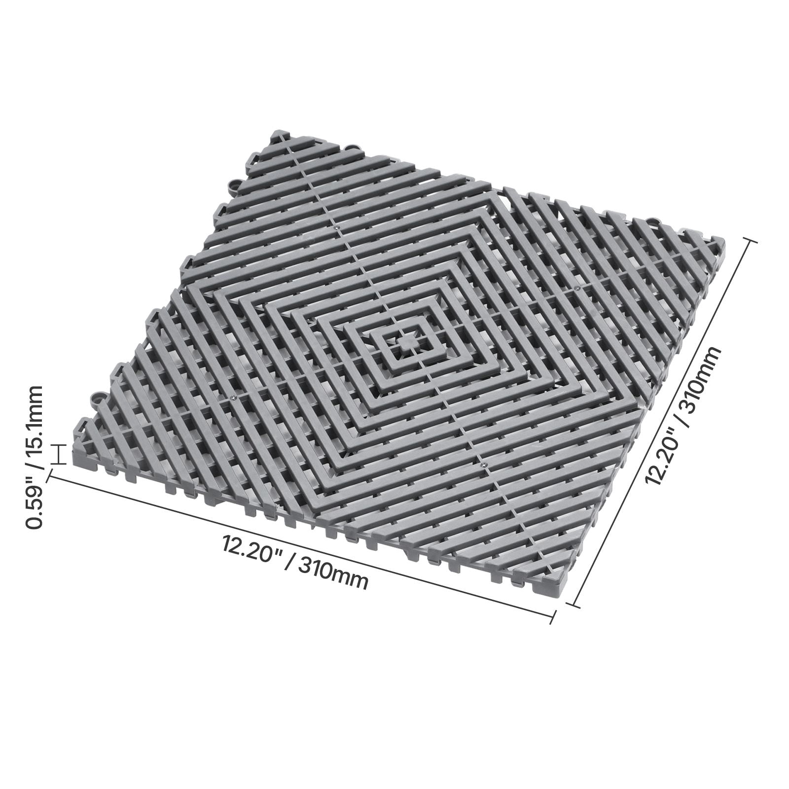 15mm Thick Interlocking Drainage Mat, PP Material, Heavy-Duty, Customizable Layout, for Garage Car Repair Shop Garden