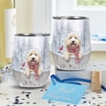 thumbnail image 4 of Playful Goldendoodle Welcomes Winter Snowy Day with Cardinal Bird 12oz Stainless Steel Wine Tumbler Insulated Cup with Lid Doodle Dog Lover Gifts Idea - 2017, 4 of 5