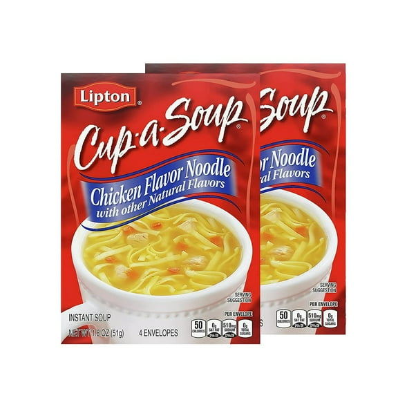 Lipton Cup-a-Soup Instant Soup For a Warm Cup of Soup Chicken Noodle Soup Made With Real Chicken Broth Flavor 1.8 oz 4 ct, Pack of 2