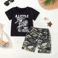 thumbnail image 2 of Xudanell Toddler Baby Boy Summer Outfits God Says I Am Strong Truck Tractor T-Shirt Tops Camouflage Shorts Infant Clothes (Black, 2-3 Years), 2 of 4