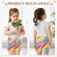 thumbnail image 3 of joogoo Rainbow Geometric Stripes Print Girls Lined Shorts Bike Dance Bottoms 4T, 3 of 7