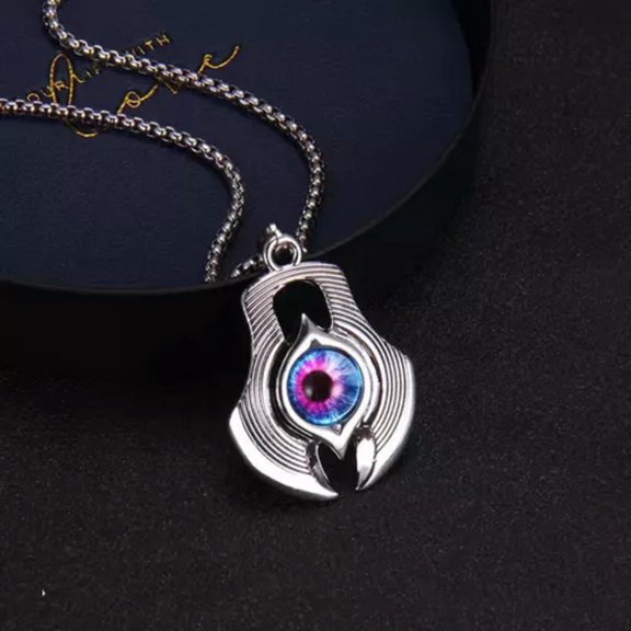 HOOUN MEN Stainless Steel Creative Metal Demon Evil Eye Pendant Chain Necklace 0202-4