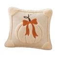 thumbnail image 3 of Fall Decorations Bow-Knot Pumpkin Pillow Cover, 18x18 Inch Knit Throw Cushion Case for Sofa & Bed, Autumn Harvest Accent (Insert Not Included) Beige, 3 of 7