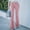 Pink, variant on Solid Color High Waist Slim Micro Bottoms Corduroy Elastic Waist Casual Pants Women's Lounge Pants Pink S