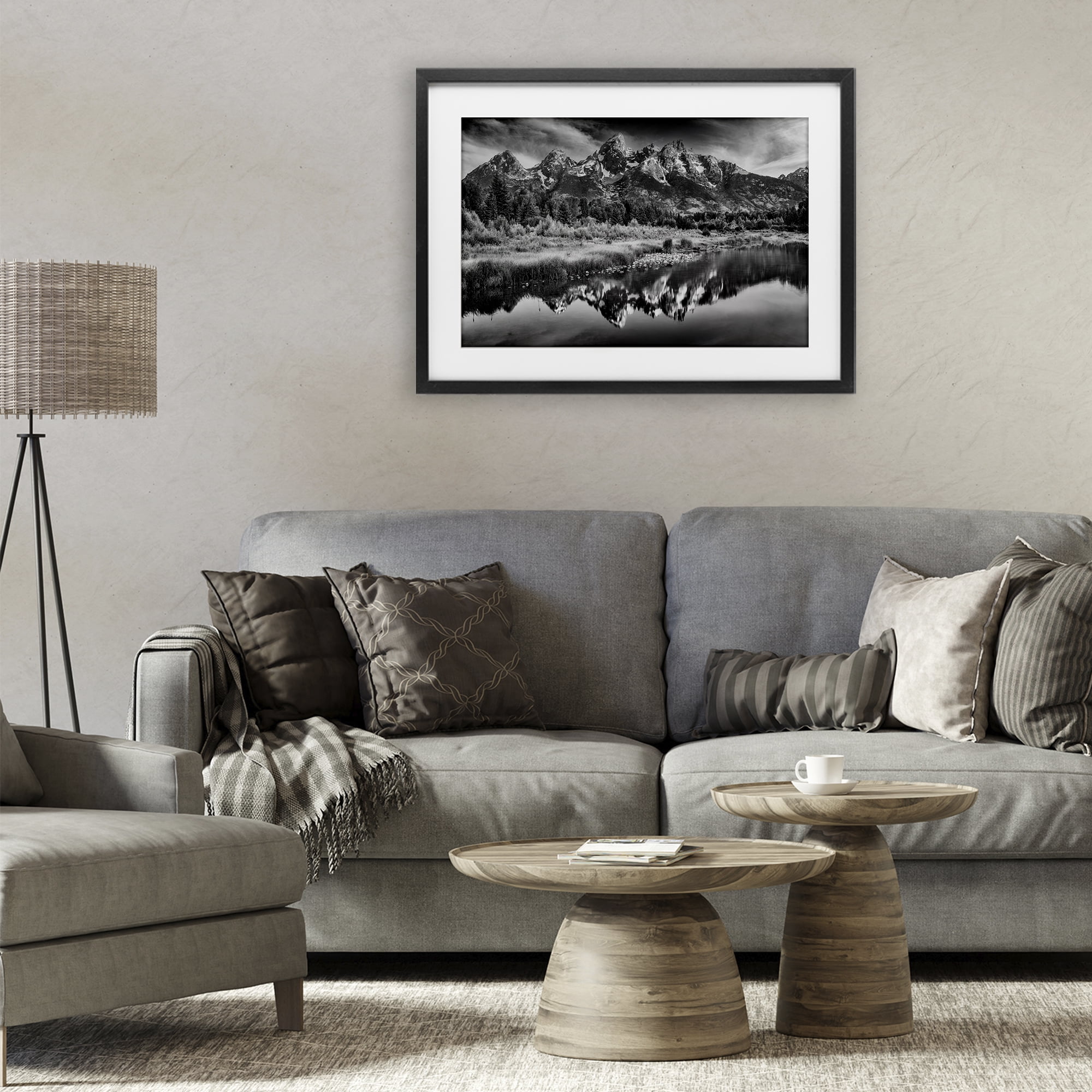 Stupell Industries Teton Mountain Reflections Black Framed Print Under Glass, design by Rick Berk