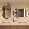 thumbnail image 4 of Irregular Wall Mirror Decorative 24"x36" Black Asymmetrical Mirror Aviation Aluminum Frame for Bathroom, 4 of 7