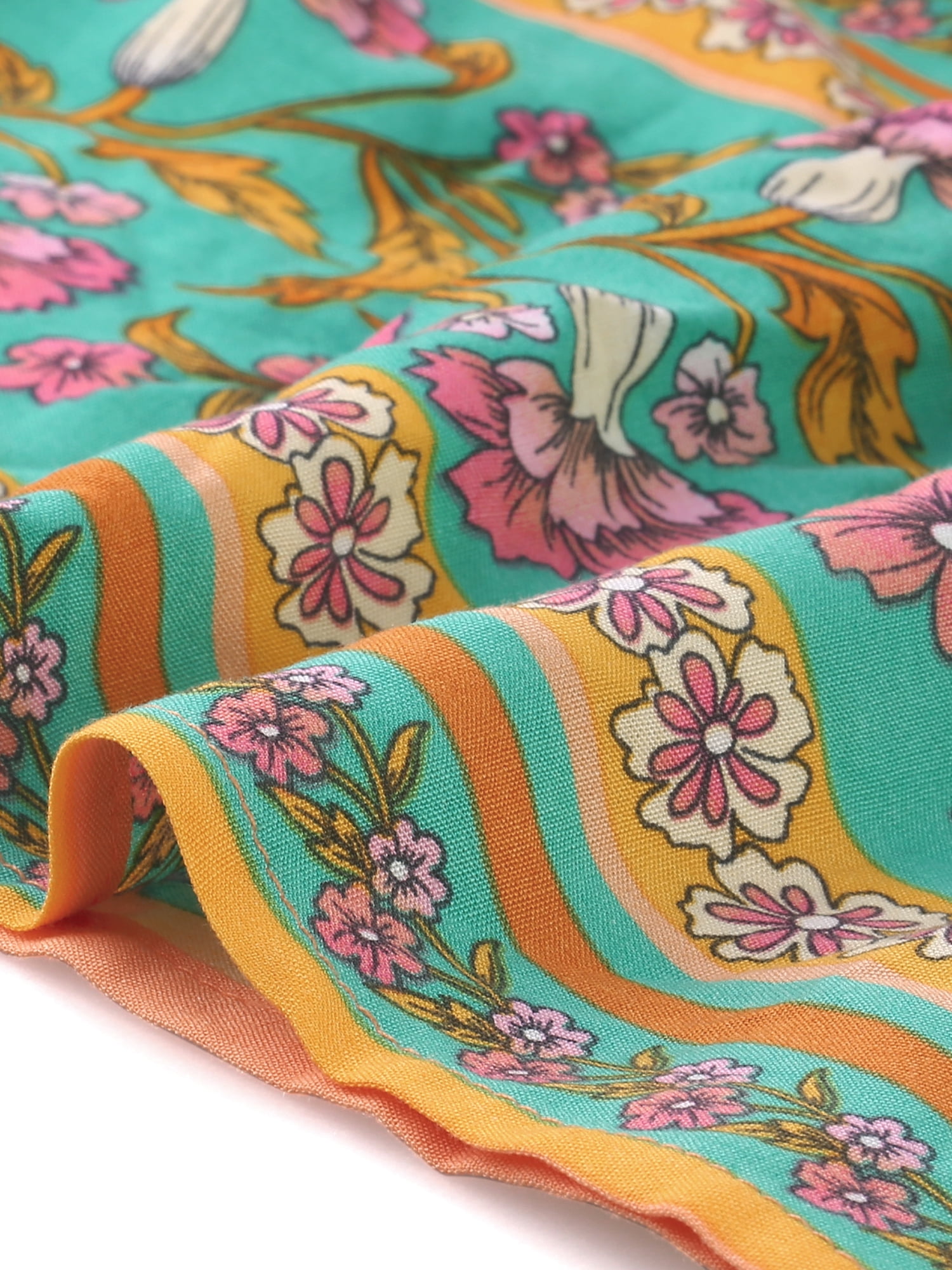 DARING DIVA Spaghetti Strap Smocked Maxi Boho Floral Dress L Orange
