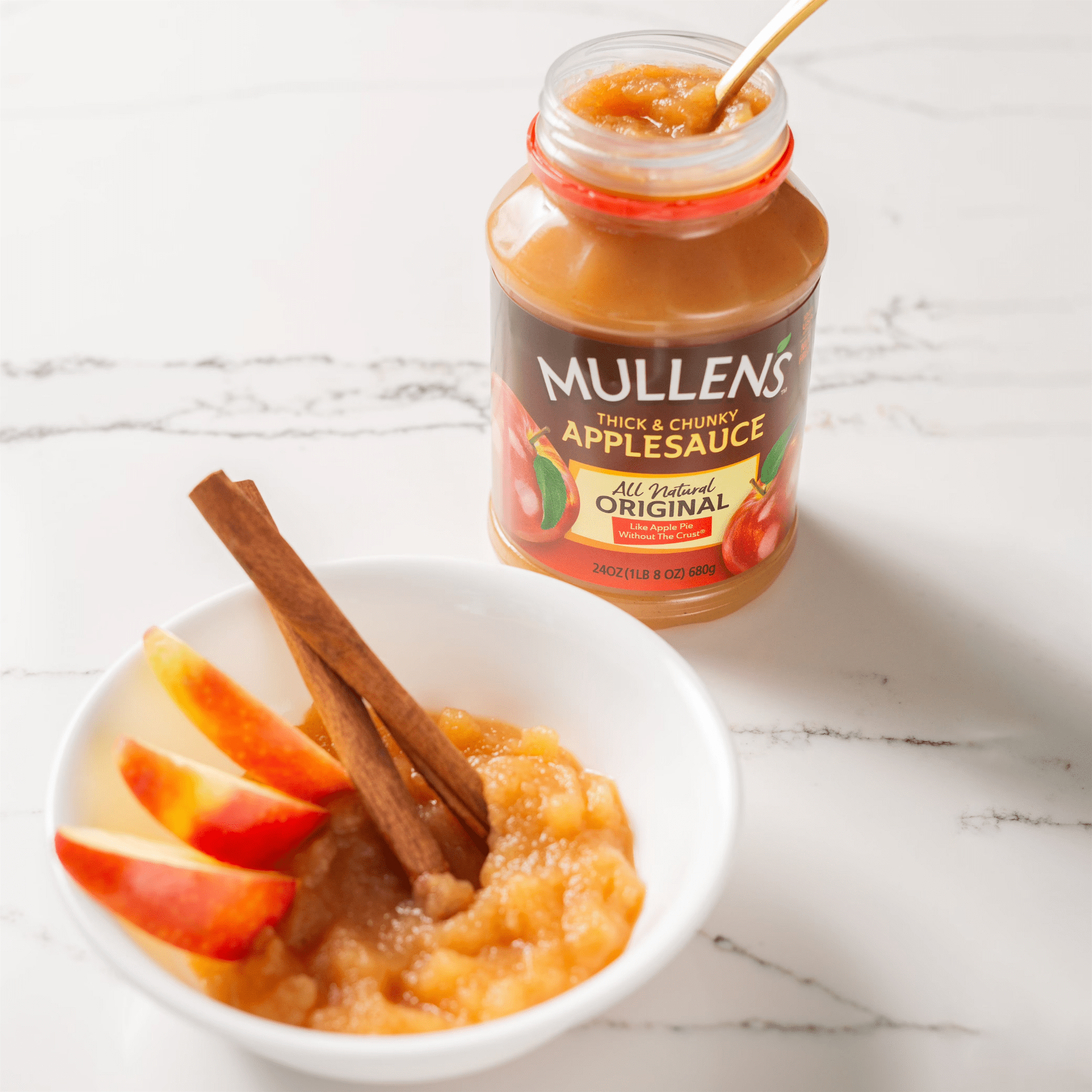 (4 pack) Mullen's Thick & Chunky Original Applesauce, 24 oz Jar