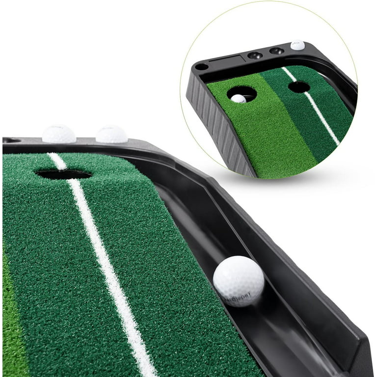Dual-Track Putting Indoor Golf Simulator Practice Mat with