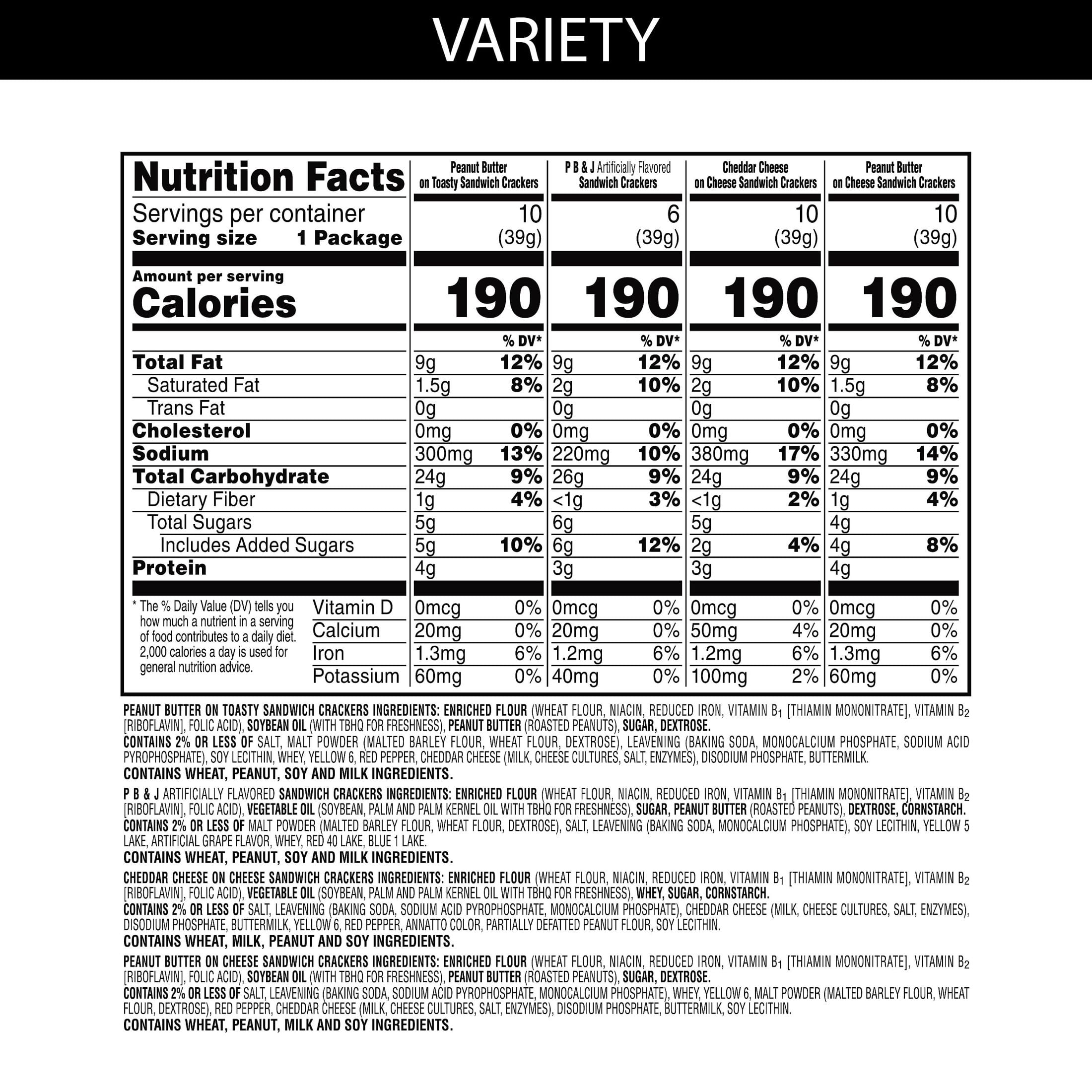 Austin Variety Pack Sandwich Crackers, Single Serve Snack Crackers, 36 Count