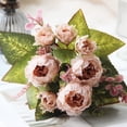 thumbnail image 4 of Lilixerw Peonies Artificial Flowers,Small Silk Flowers for Home Decor Indoor Fake Bouquet Faux Floral Arrangements Dining Table Centerpieces for DIY Party Decor,Coffee,11.8 inch, 4 of 7