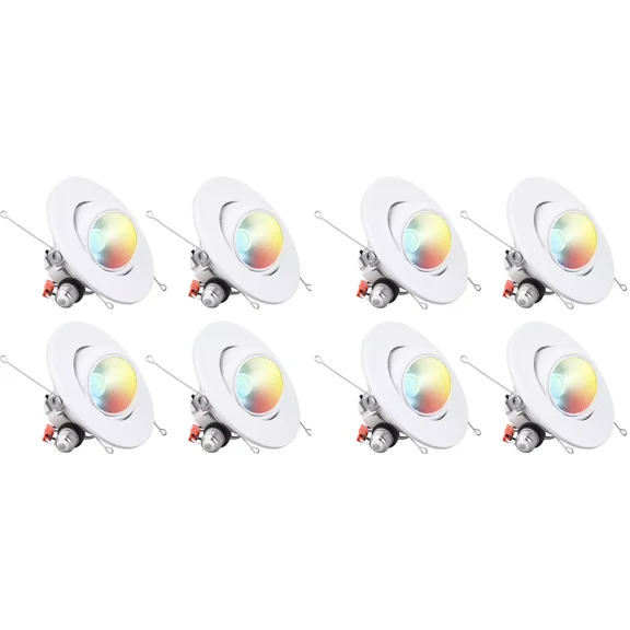 8 Pack 6" LED Gimbal Recessed Light Dimmable, 12W Swivel Eyeball Downlight, CRI90, 2700K/3000K/3500K/4000K/5000K Selectable
