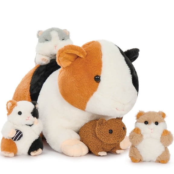 MaoGoLan 20" 5Pcs Guinea Pig Stuffed Animals with 4 Babies Inside Cavy Plush Toy