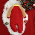 thumbnail image 5 of REDARER Baby Christmas Reversible Romper - Fleece Hooded Jumpsuit with Animal Print for Boys Girls, Winter Playwear,Size:0-3 Months, 5 of 7