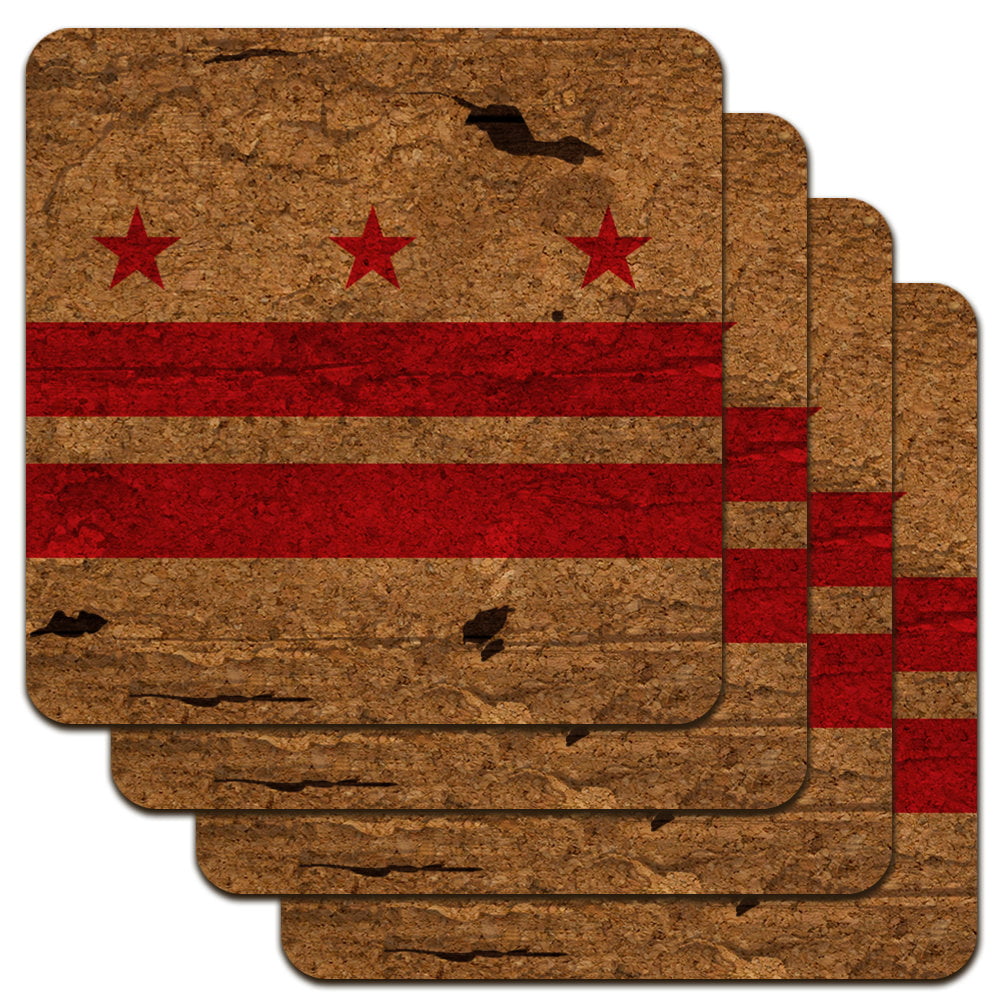 Rustic American USA Flag Distressed Novelty Coaster Set 
