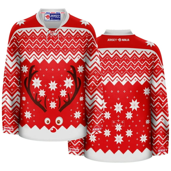 Christmas Rudolph the Red Nosed Reindeer Ugly Sweater Hockey Jersey