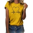 thumbnail image 2 of Odeerbi Summer Graphic T-Shirts for Women 2025 Casual Elegant Tops Work Tops Girls Short Sleeve Blouse Print Shirt Yellow, 2 of 6