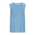 thumbnail image 5 of KHONTS Linen Plus Size Tank Tops for Women Crewneck Pleated Front Sleeveless Summer Holiday Shirts Light Blue XL, 5 of 5