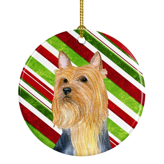 Silky Terrier Candy Cane Holiday Christmas Ceramic Ornament LH9226