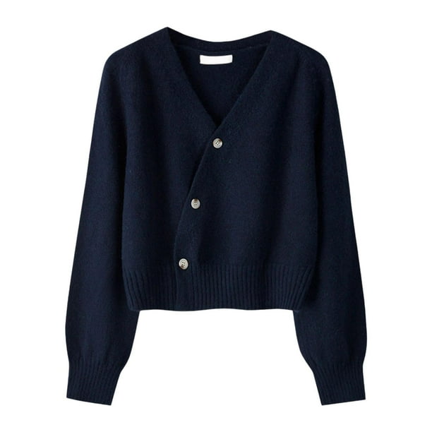 Cárdigan de punto para mujer, suéter, chaqueta, ropa, abrigo, manga larga, ropa exterior, frente abierto Marina de guerra