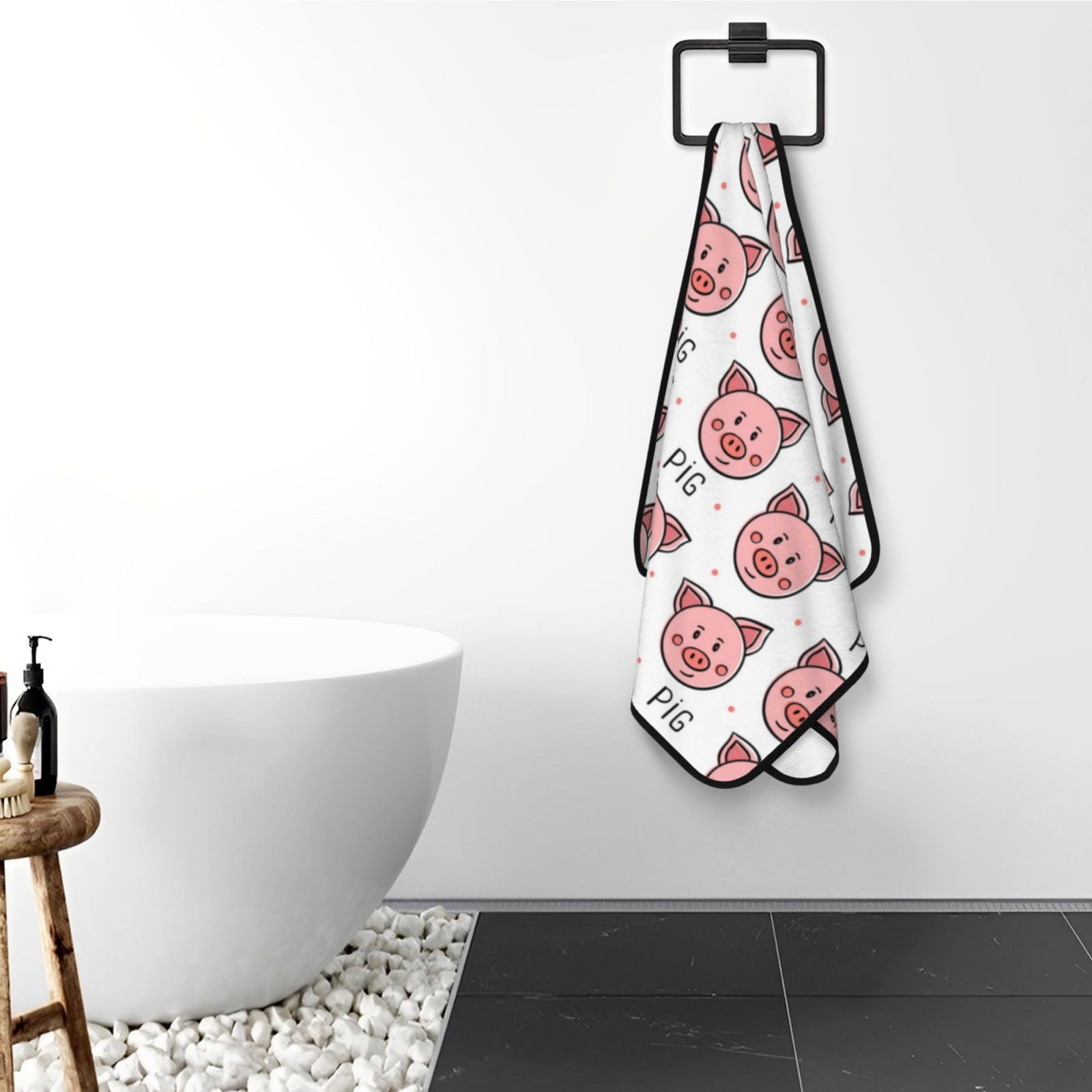 Cotton Bath Towels for Bathroom - Cute Pink Pig Face Microfiber Quick Dry Towels for Body Bath Sheets, Personalized Beach Towel, Soft Shower Towels for Travel Home Beach 27*55in