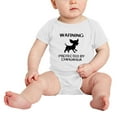 thumbnail image 2 of Warning: Protected by A Chihuahua Dog Funny Baby Bodysuits (White,6-12 Months), 2 of 5