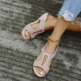 thumbnail image 2 of Women’s Comfort Wedge Slip on Sandals Ankle Strap Buckle Casual Summer Orthopedic Open Toe Low Heel Platform Sandals, 2 of 4