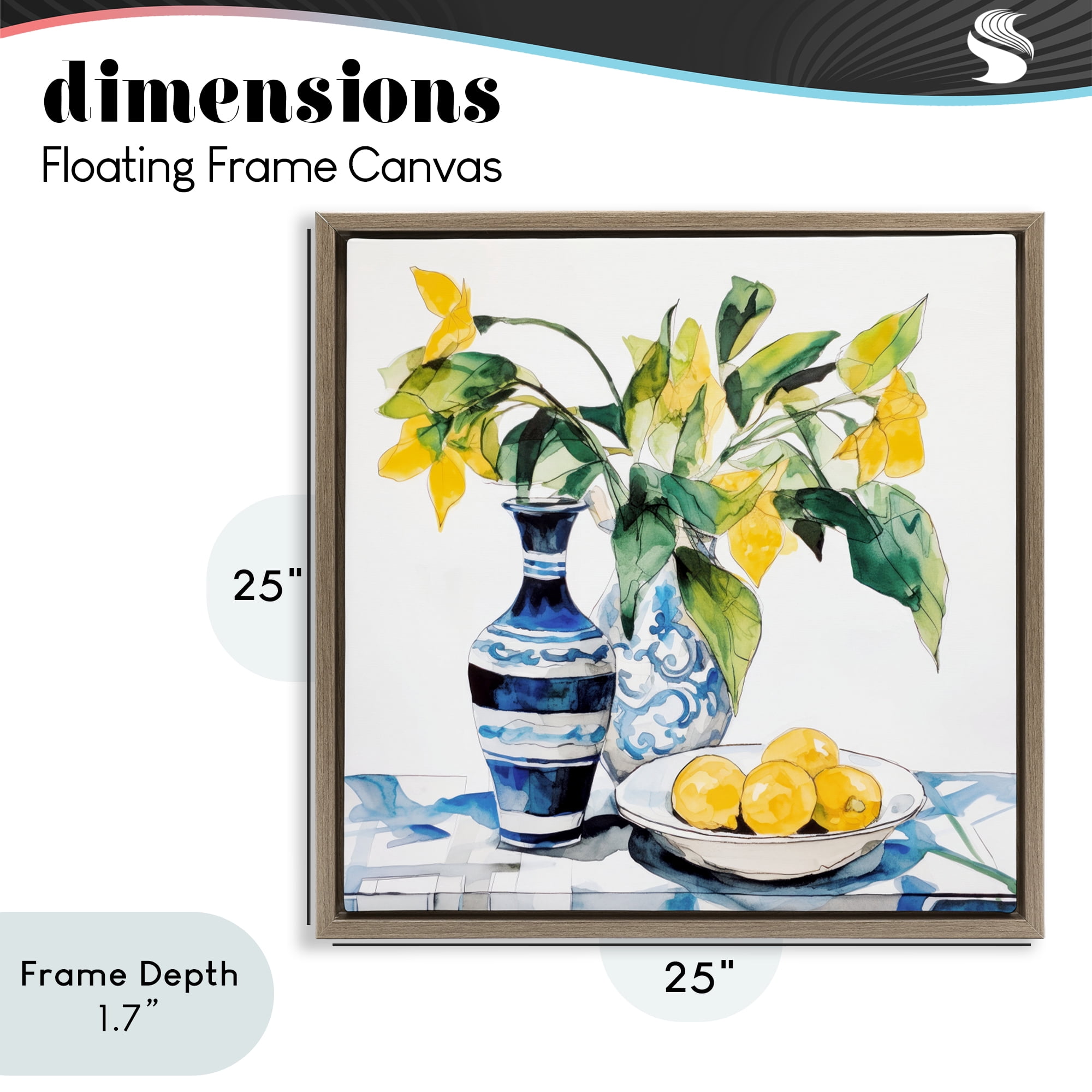 Stupell Industries Lemons & Leaves Table Setting Brown Framed Floater Canvas Wall Art, design by Ray Powers