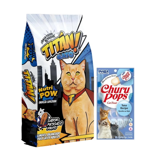 TITAN GATO 15 KG + Churu Pops Atún Snack 4 tubos de 15g
