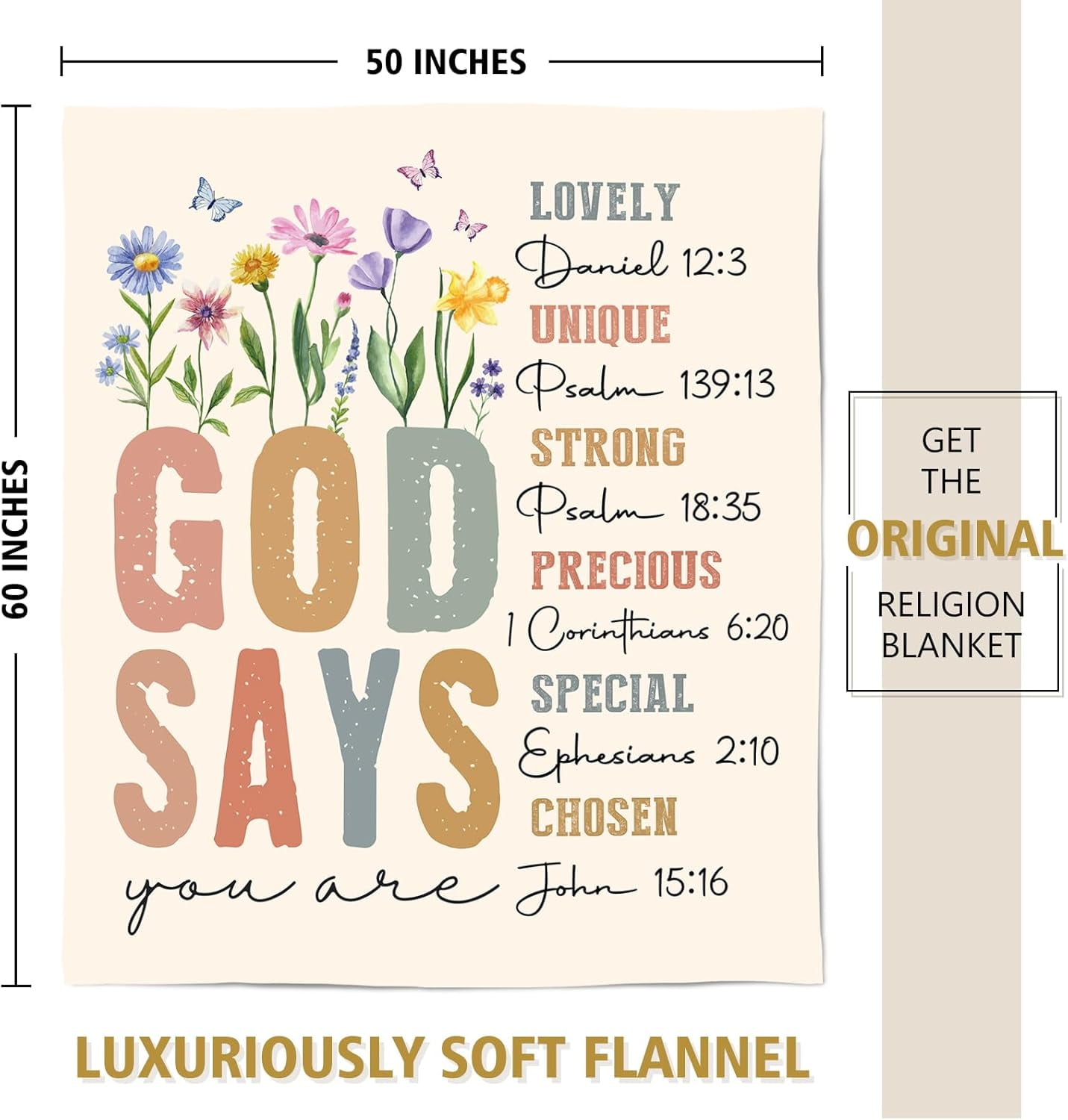 Christian Gifts for Women Birthday - Inspirational Floral Throw, Religious Birthday Gift for Women, Christian Blanket for Mom Sister Friend Girl, Baptism Confirmation Spiritual Gift for Her
