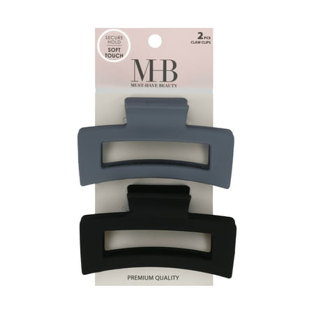 Must-Have-Beauty 2-Pack Soft Touch Rectangular Claw Clips Set