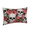 thumbnail image 2 of Naloa Skull and Roses Pillowcase, Throw Pillowcase, Wrinkle-Free, Stain-Resistant with Hidden Zipper for Bedroom Sofa - 16"x24", 2 of 9
