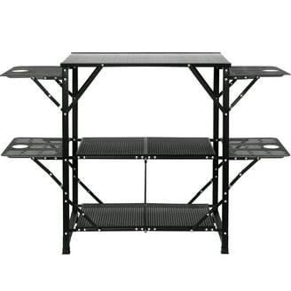 VECUKTY Folding Camping Kitchen Table, Aluminum Station, Storage