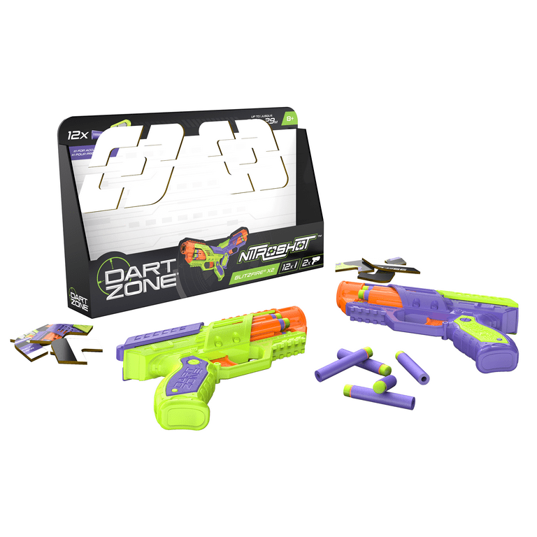 Dart Zone Nitroshot Blitzfire X2 Quickshot Blaster Combo for Ages