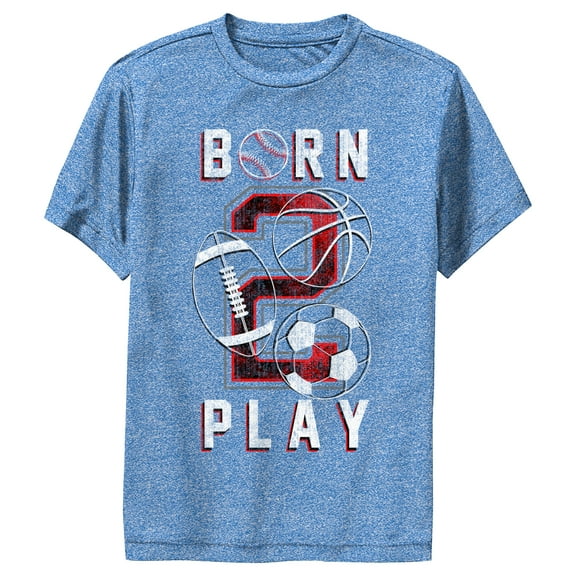 Boy's Lost Gods Born 2 Play Performance Graphic Tee Royal Blue Heather Medium