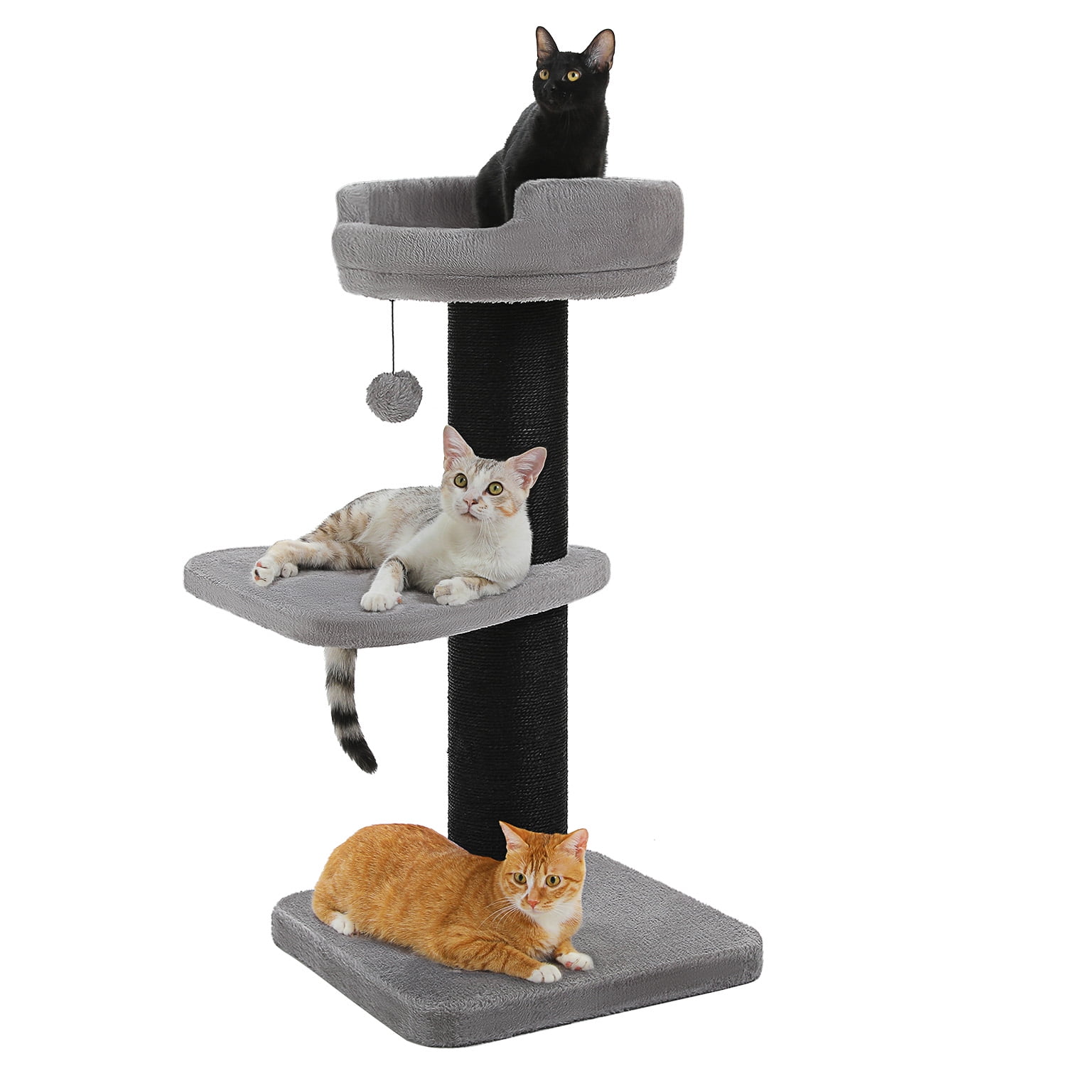 PEQULTI 36" Large Cat Scratching Post Tall Cat Scratcher for Indoor Pet  with Flower Perch Gray