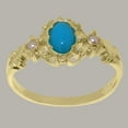 thumbnail image 3 of LBG British Made 14k Yellow Gold Natural Turquoise & Cultured Pearl Womens Promise Ring - 33 size options - Size 8.25, 3 of 8