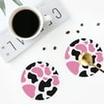 thumbnail image 4 of Vsdgher Cow Spots Leather Coasters for Drinks, Durable Drink Coasters 4 Set for Tabletop Protection, Luxurious Home Décor and Housewarming Gift ( {designName})Round Shape, 4 of 6