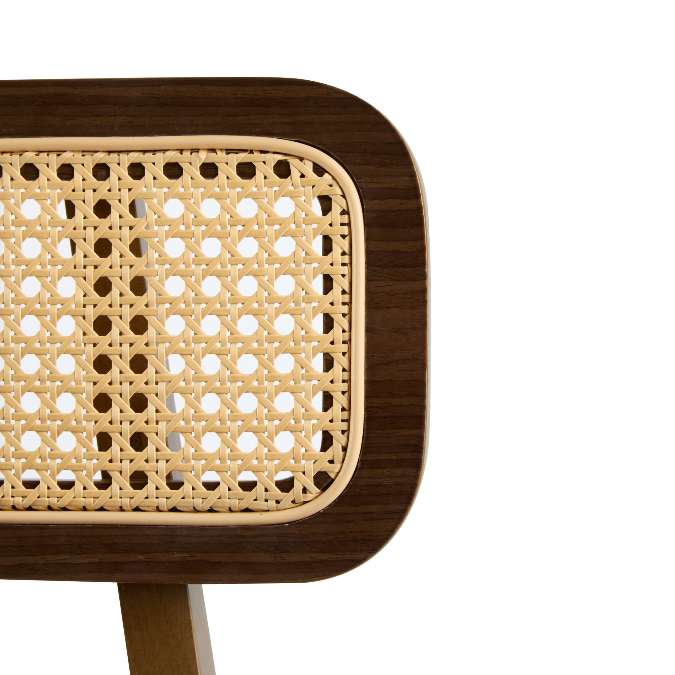 Christopher Knight Home Mid-Century Modern 25.75" Barstools, Rattan Backrest, Solid Wood Frame, Walnut, Set of 4