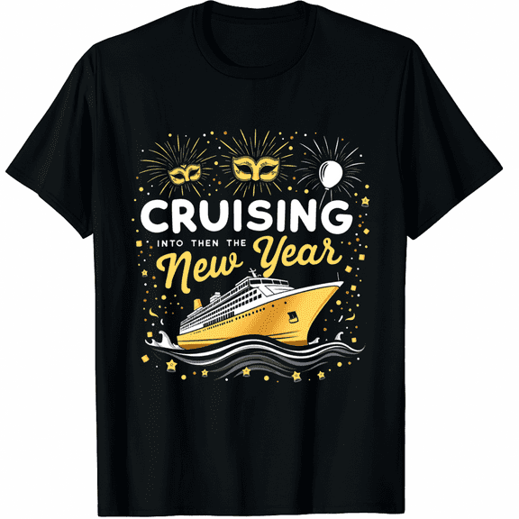 Cruising Into 2026 New Years Eve Party Favors Family Holiday T-Shirt for Men Women