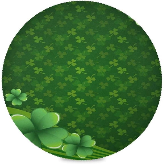 GZHJMY St. Patrick's Day Round Placemats Beautiful Shamrock Clover Leaves Green Place Mat Wear and Heat Resistant Non Slip Table Mats for Home Table Dinnerware 1Pcs