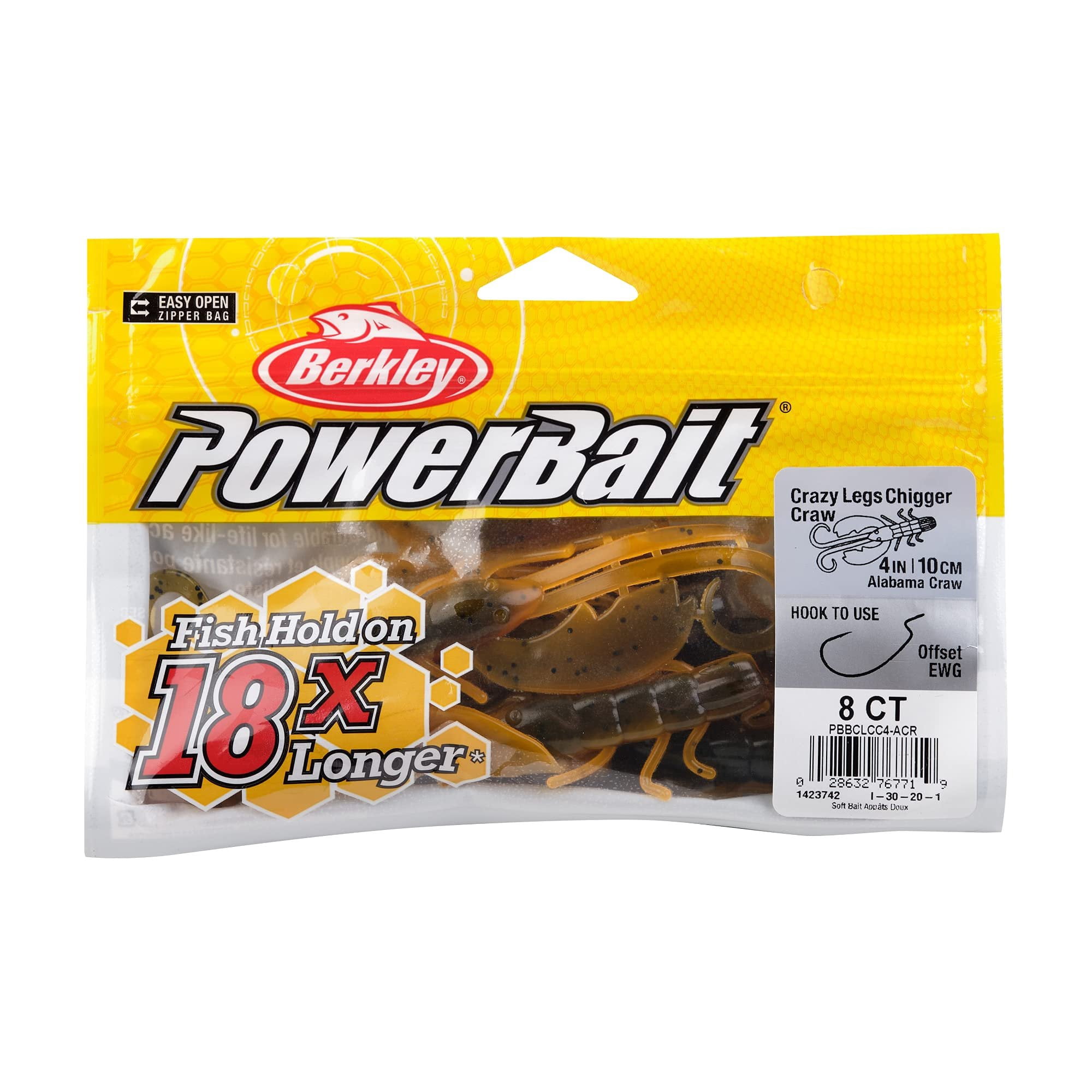 Berkley PowerBait® Chigger Craw Fishing Soft Bait 4 In., 10 cm Alabama Craw Fishing Lure