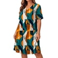 thumbnail image 6 of YuXingFu Denim Dress Plus Size Maxi V-Neck Plus Size Womens Dress Short Sleeve Flowy Long Casual Summer Multicolor L, 6 of 8