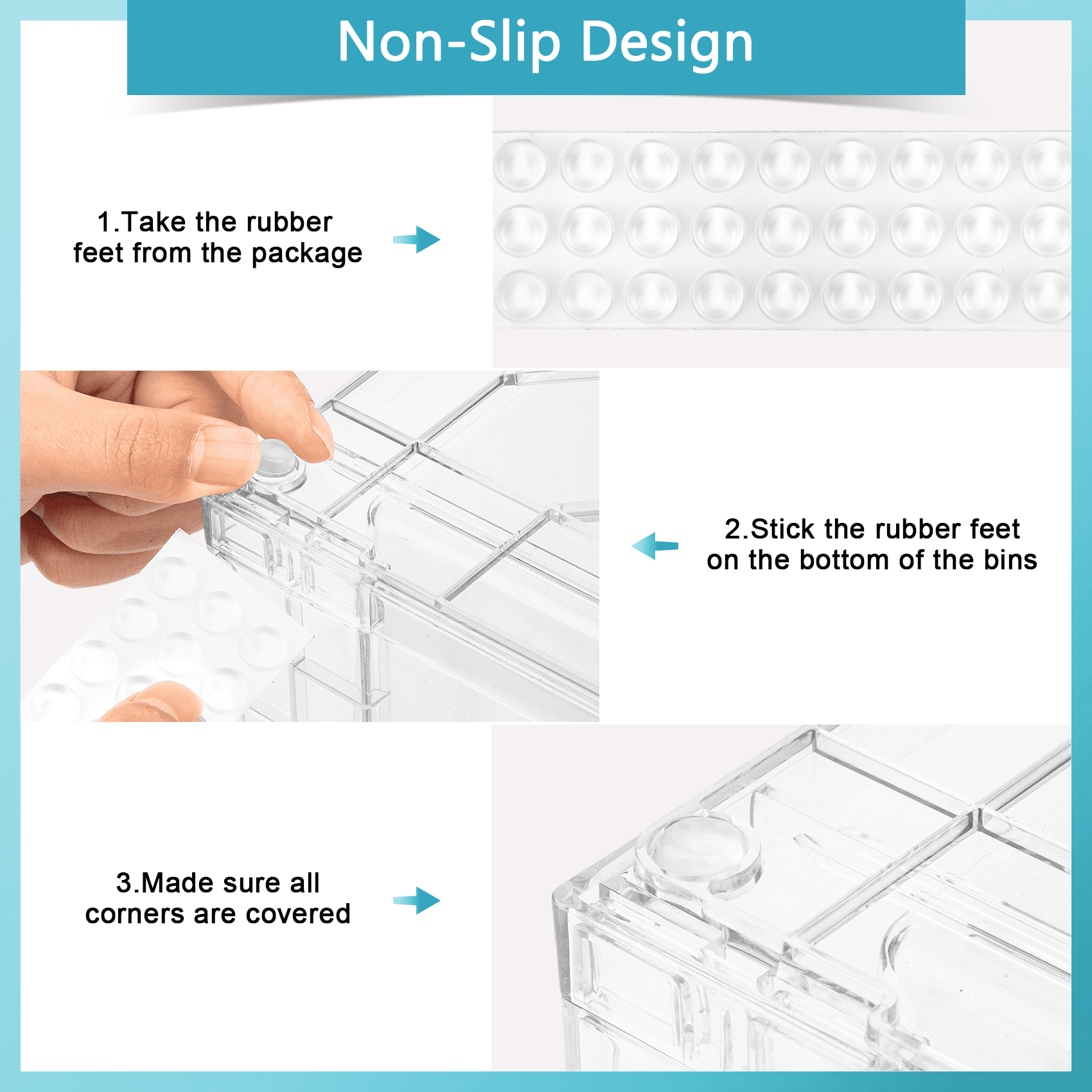 3 Pack Large Clear Stackable Drawers Storage, Clear Cosmetic and Makeup Storage Containers, Plastic Bins for Bathroom Cabinet and Countertop Organization