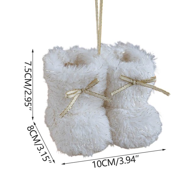 Leodye 1pcs Christmas Plushes Bow Mini Boots for Tree Pendant Ornaments Christmas Decoration for Home Desktop Hanging Pendants Christmas Boots Decoration
