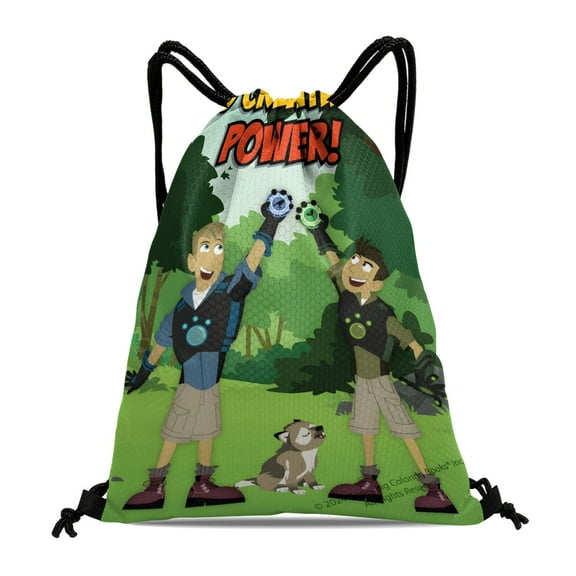 Drawstring Backpack for Wild Kratts Sackpack Women Men Adults Party Favor Bags Sports for Gym Travel Swimming Hiking Camping Tote Bag 11.8 × 15.7 in